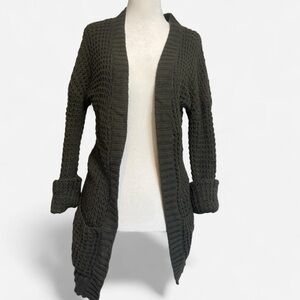 Express Olive Green Chunky Knit Open Front Cardigan XS